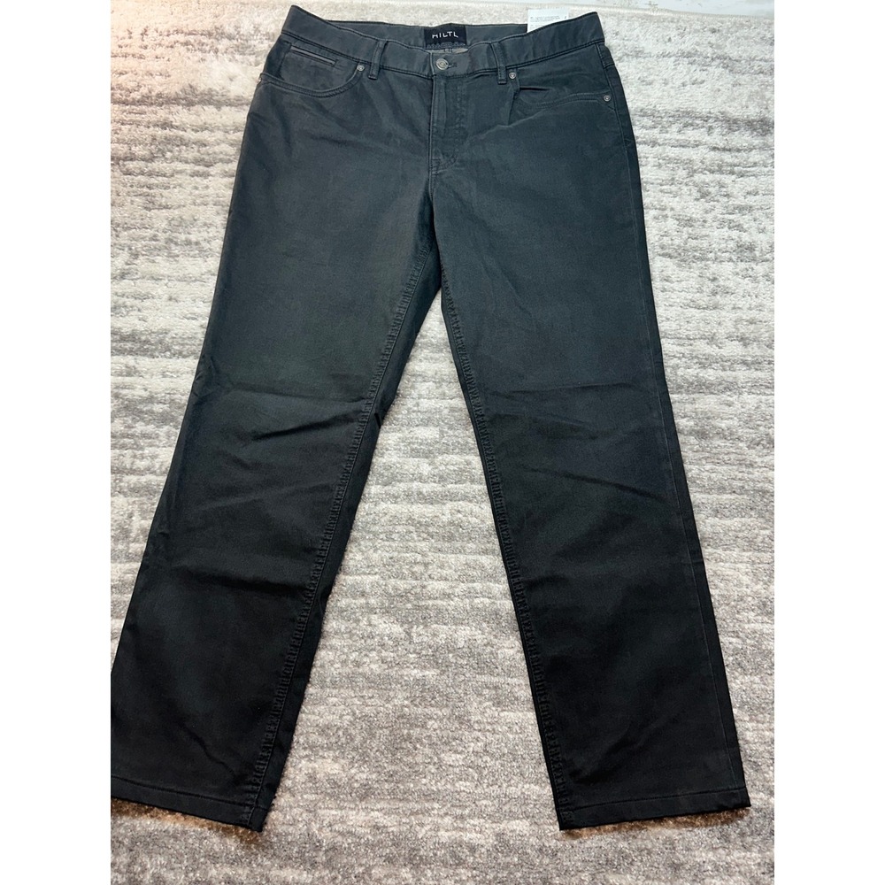 Hiltl Kirk Pants Mens 34 Black Straight Leg Cotton Blend Chino Trousers